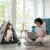 Relaxdays Hundezelt, großes Haustiertipi für Hunde & Katzen, aus Filz & Holz, mit Kissen, 70,5 x 59,5 x 59 cm, hellgrau, 1 Stück - 2