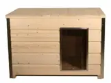 SAUERLAND Holz-Hundehütte mit 30 mm Isolierung und Flachdach, Eingang Längsseite - 1