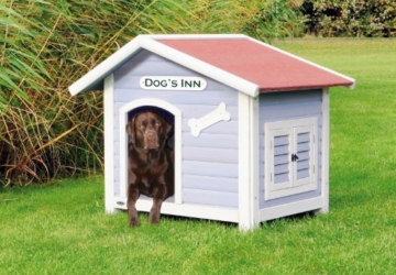 Trixie 39513 natura Hundehütte Dog's Inn mit Satteldach, M–L: 107 × 93 × 90 cm, hellblau/weiß - 2