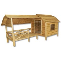 Wiltec XXL Hundehütte Hundehaus Holz Balkon Garten Terrasse Lamellentüre Hund - 1
